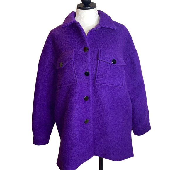 Parisienne Et Alors Womens Shacket Jacket Size 38 Purple Pockets Casual - Picture 2 of 8